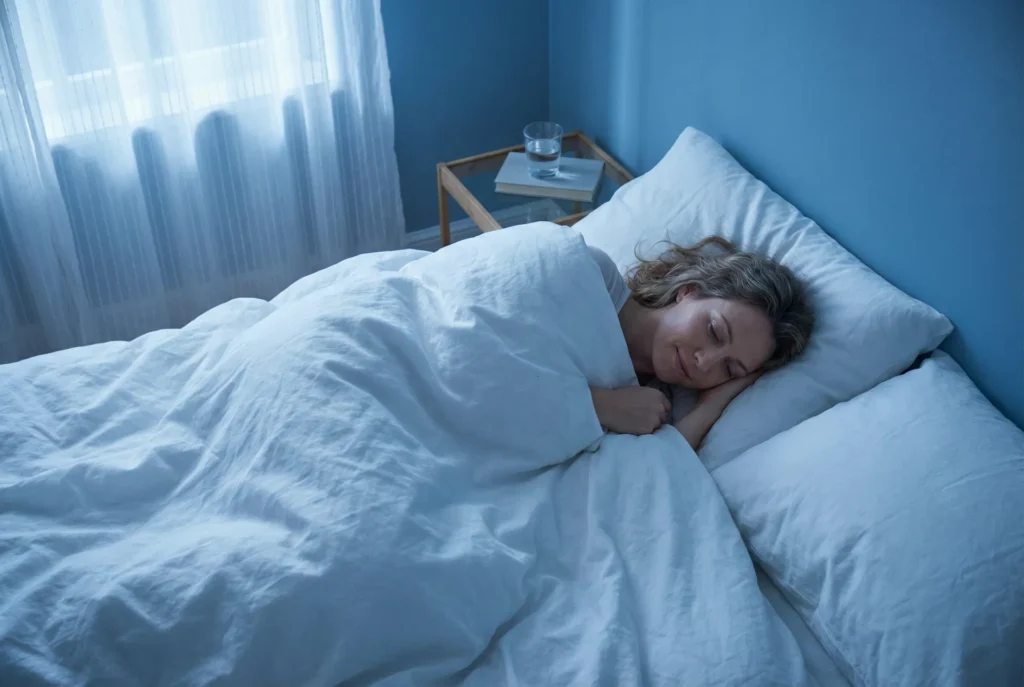 woman sleeping peacefully after learning to stop ringing in ears naturally